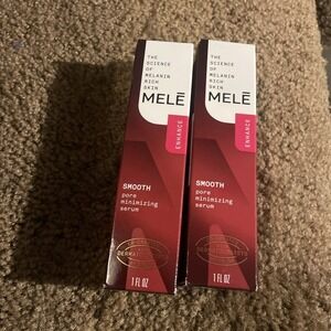 2 Lot MELE Smooth Pore Minimizing Facial Serum for Melanin Rich Skin - 1 fl oz